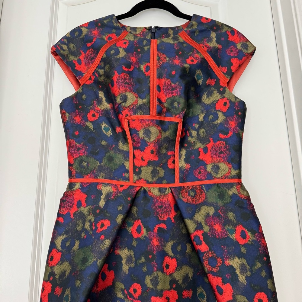 Lela Rose Red and Blue Floral Midi Dress - Picture 6 of 9